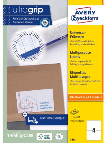 AVERY Zweckform, Avery Labels 105 x 148mm, A4 (3483)
