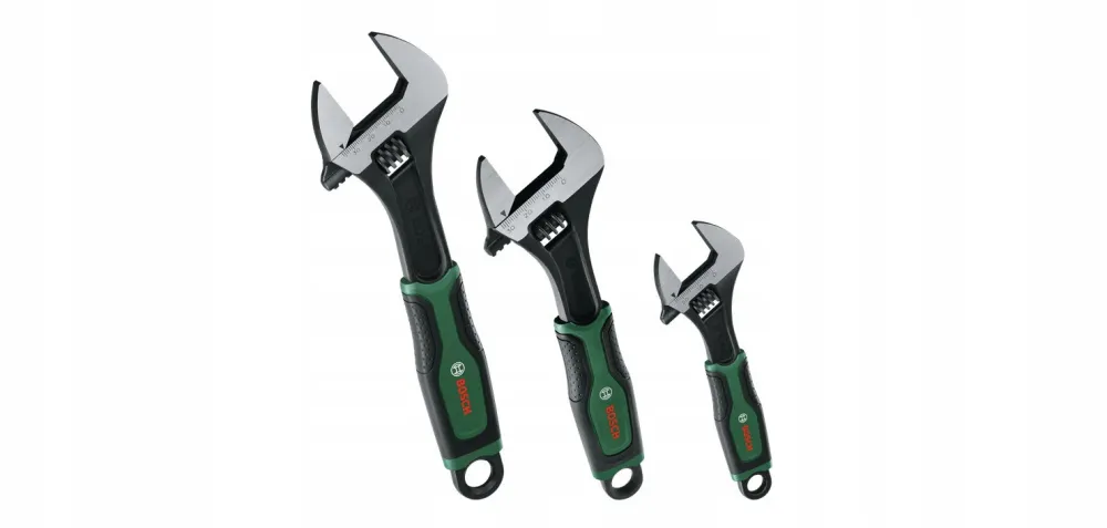 Set 3 chei reglabile Bosch 1600A039HR, 150 mm/6" + 200 mm/8" + 250 mm/10", falci cu deschidere reglabila