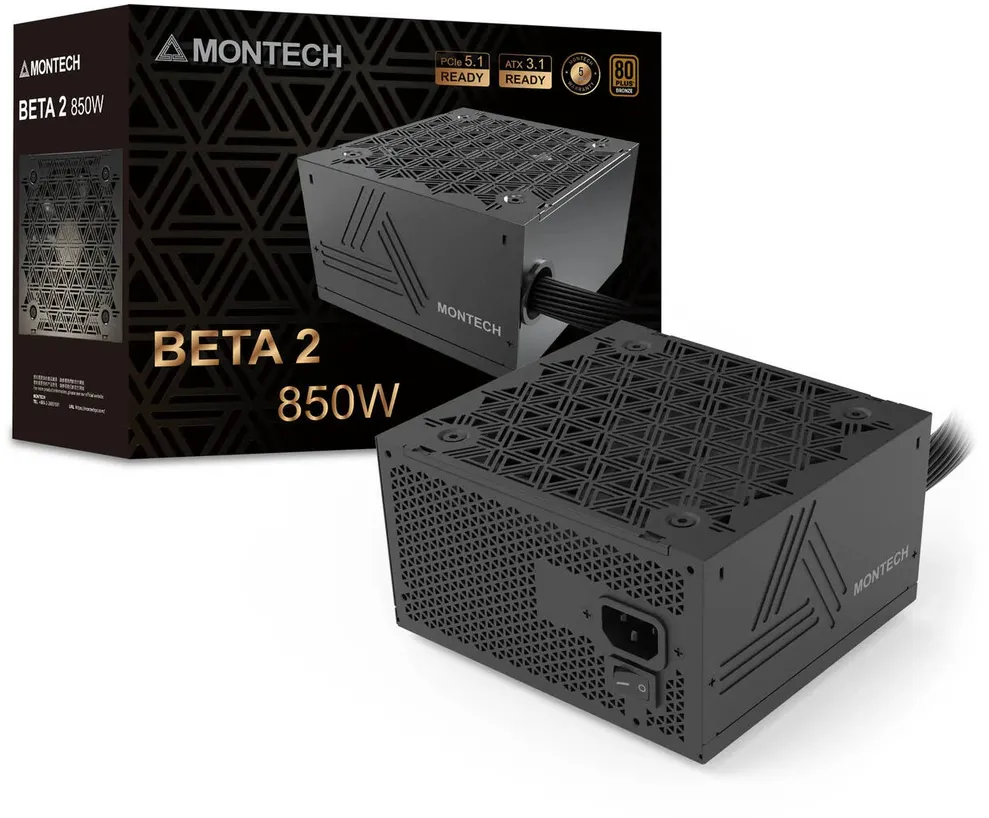 Sursa PC Montech Montech BETA 2 80 PLUS Bronze Netzteil, ATX 3.1, PCIe 5.1 - 850 Watt, schwarz
