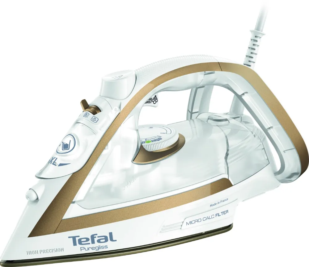 Tefal Puregliss FV8042 Dry & Steam iron Durilium AirGlide Autoclean soleplate 3000 W Bronze, White