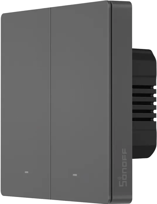 Întrerupător de perete inteligent Sonoff M5 2C cu conexiune Wi-Fi, gri (2 canale)