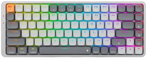 Tastatura gaming mecanica Bluetooth cu fir si wireless Redragon Azure gri iluminare RGB switch-uri rosii