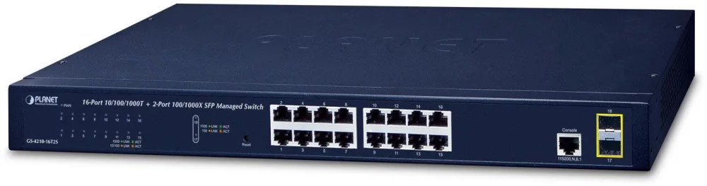 NET SWITCH 16PORT 1000M/GS-4210-16T2S PLANET