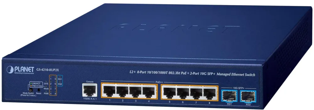 NET SWITCH 8PORT 1000M SFP+/GS-4210-8UP2XV PLANET