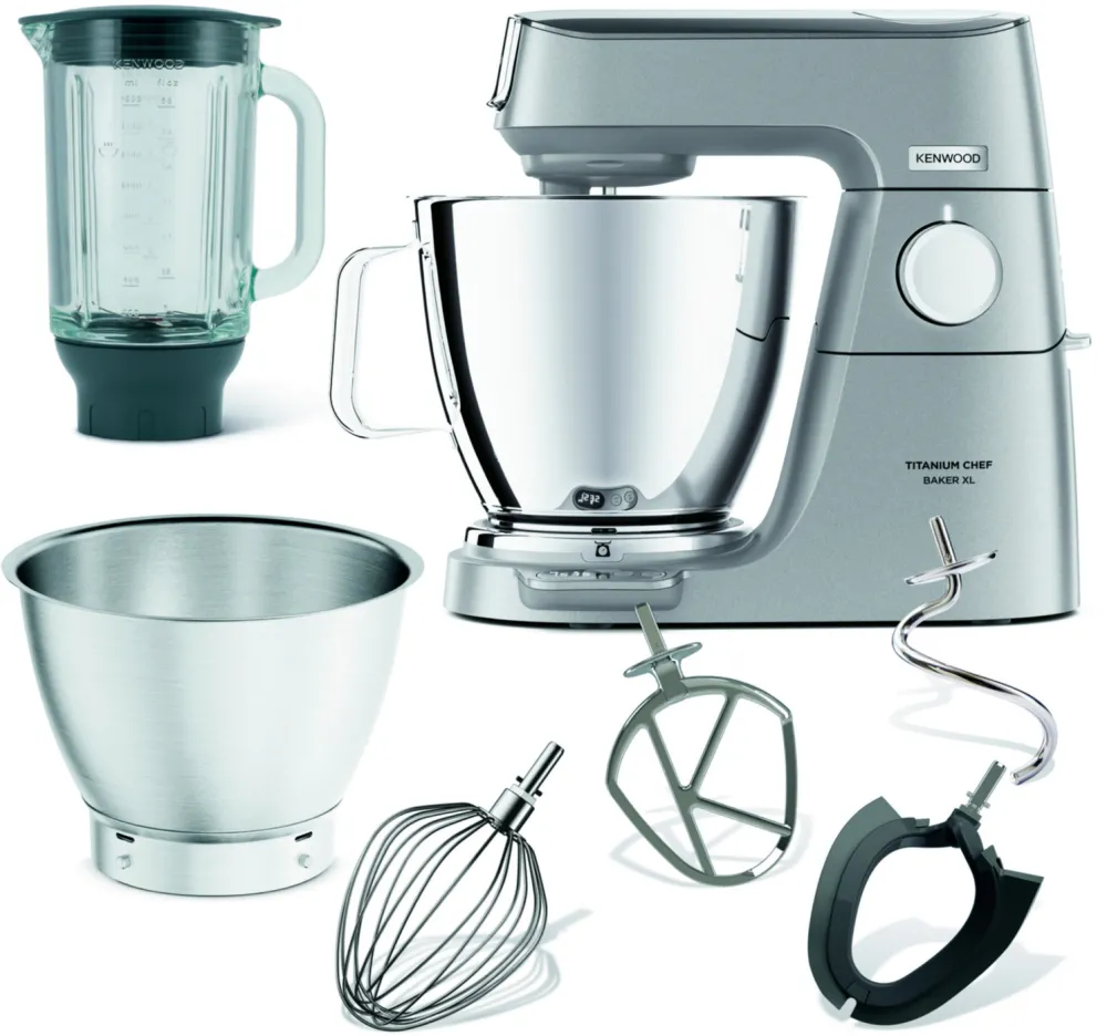 Kenwood Titanium Chef Baker XL food processor KVL85.124SI silver, 1,200 watts, integrated scale, timer, pastry set, mixer