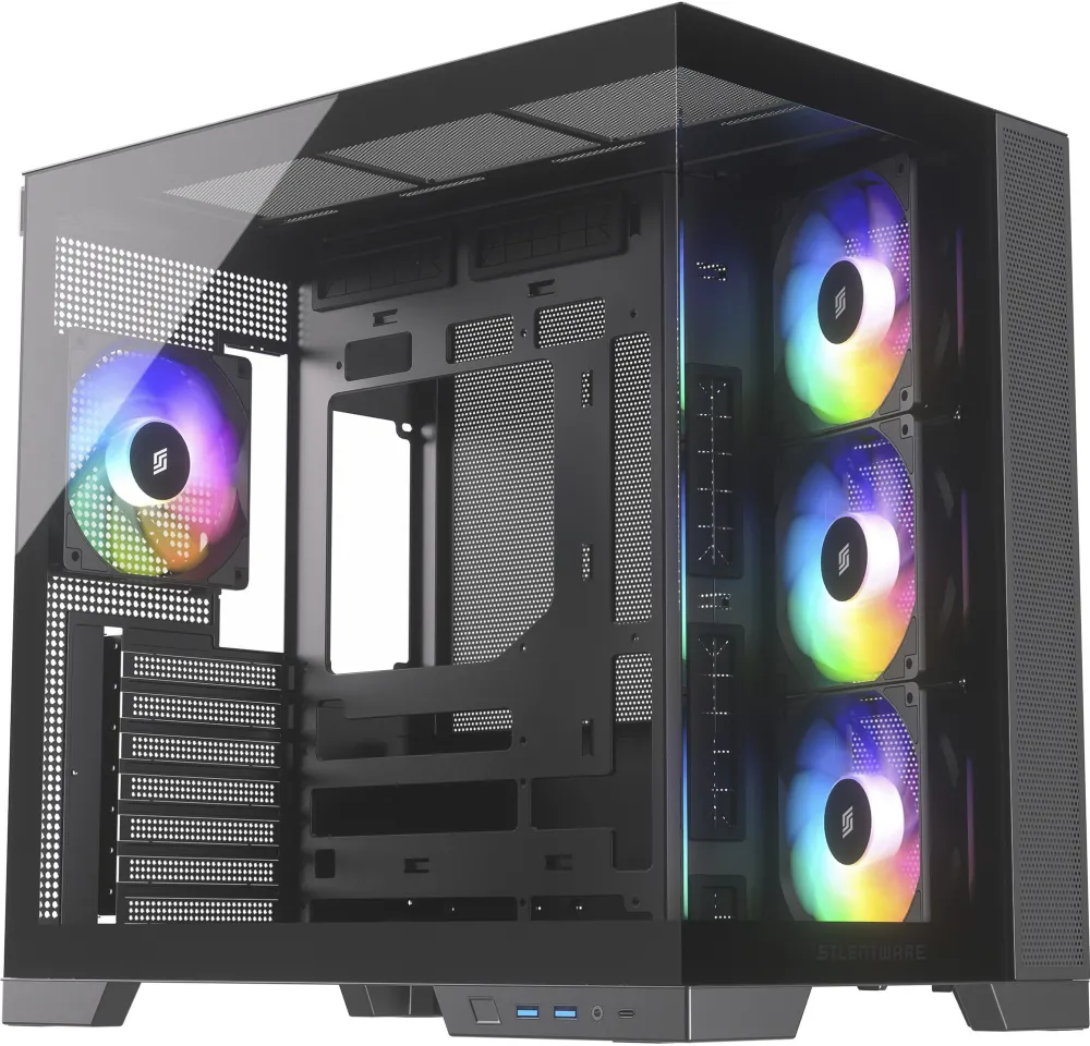 Silentware View A-RGB, tower case black, tempered glass x2