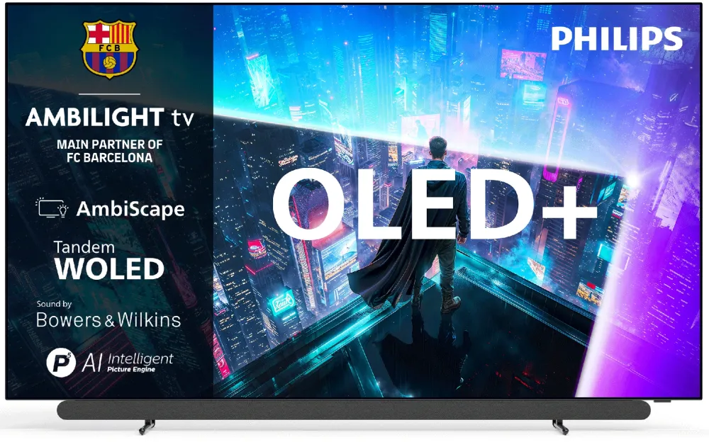 Televizor Philips AMBILIGHT tv OLED+ 48OLED911, Bowers & Wilkins, 121 cm, Smart TV, 4K Ultra HD, 165Hz, Clasa G (Model 2026)