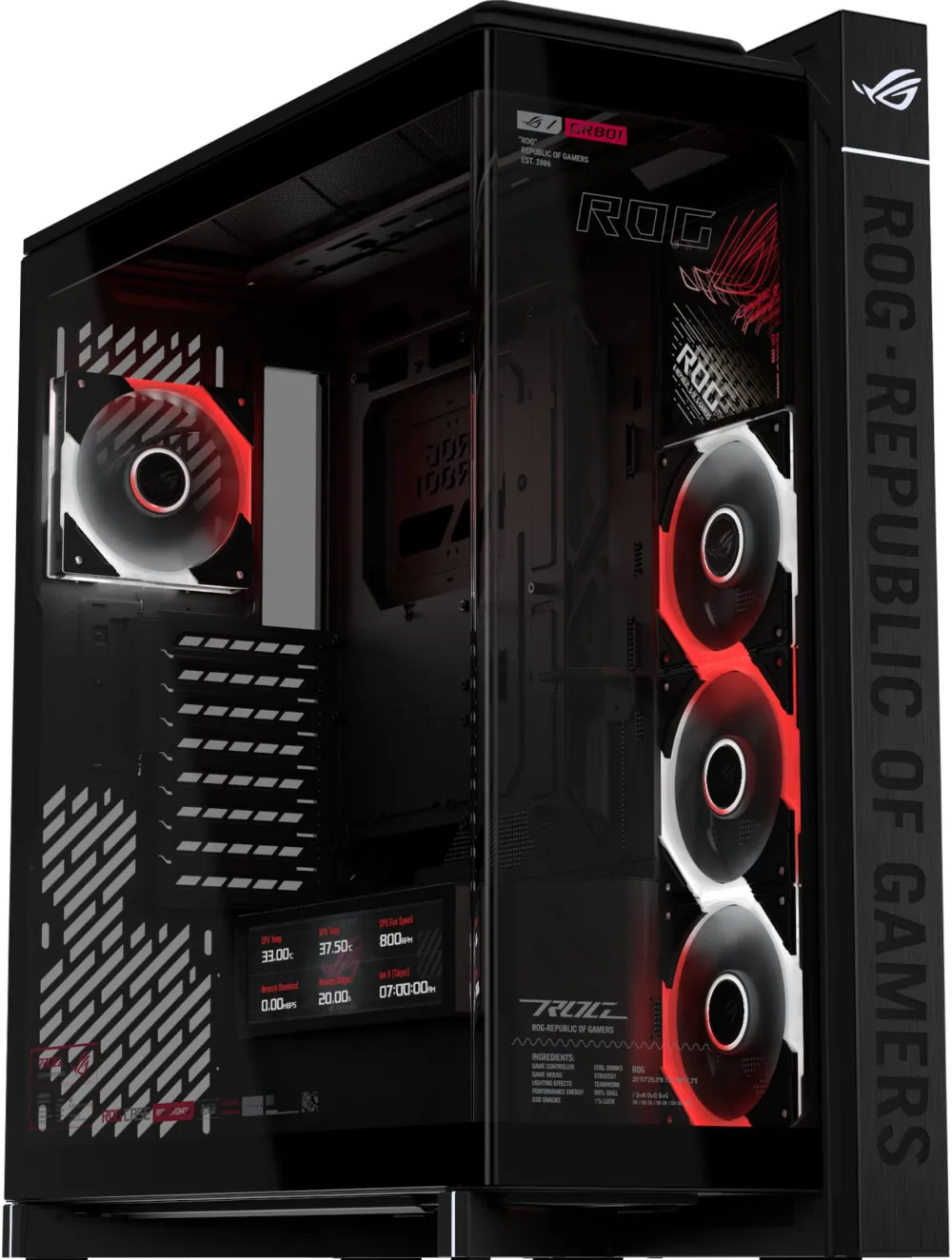 Asus ROG Cronox GR801 CURVE TG ARGB Black Edition (black, Panorama-glass design)