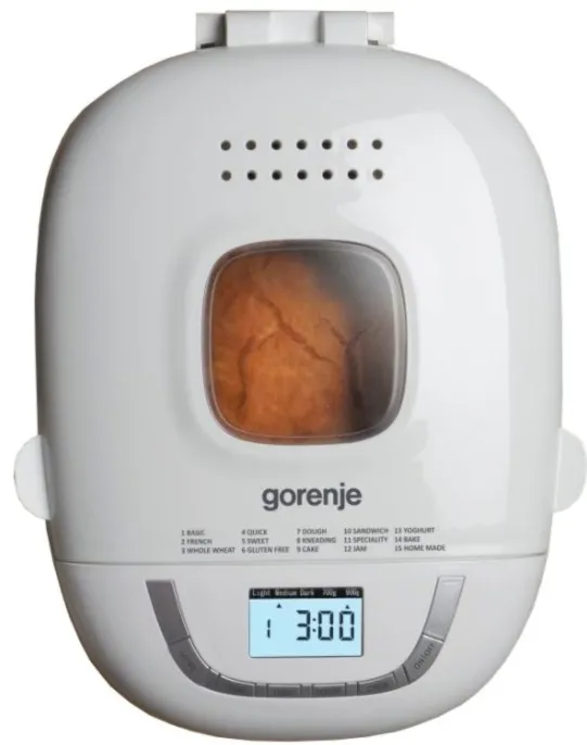 Gorenje BM910WII Bread maker, Power 550 W, 15 programs, LCD display, White