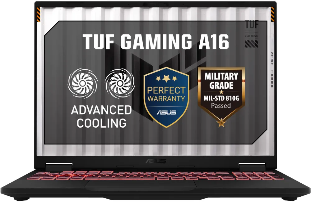 Laptop Gaming ASUS TUF A16 FA608UMI cu procesor AMD Ryzen™ 7 260 pana la 5.1GHz, 16'', Full HD+, 144Hz, IPS, 16GB DDR5 RAM, 512GB SSD, NVIDIA® GeForce RTX™ 5060 8GB GDDR7, No OS, Jaeger Gray