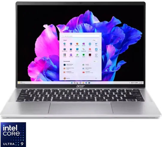 Laptop Acer Swift Go 14 OLED SFG14-74-90EF cu procesor Intel® Core™ Ultra 9 285H pana la 5.4GHz, 14" WUXGA, OLED, 16GB LPDDR5X RAM, 1TB SSD, Intel® Arc™ 140T GPU, Windows 11 Home, Pure Silver