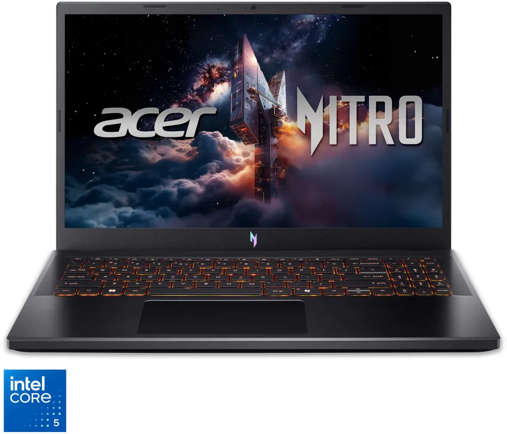 Laptop Gaming Acer Nitro V 15 ANV15-52-51X4 cu procesor Intel® Core™ 5 210H pana la 4.8GHz, 15.6" FullHD IPS 165Hz, 16GB DDR4, 512GB SSD, NVIDIA® GeForce RTX™ 5050 8GB GDDR7, no OS, Black