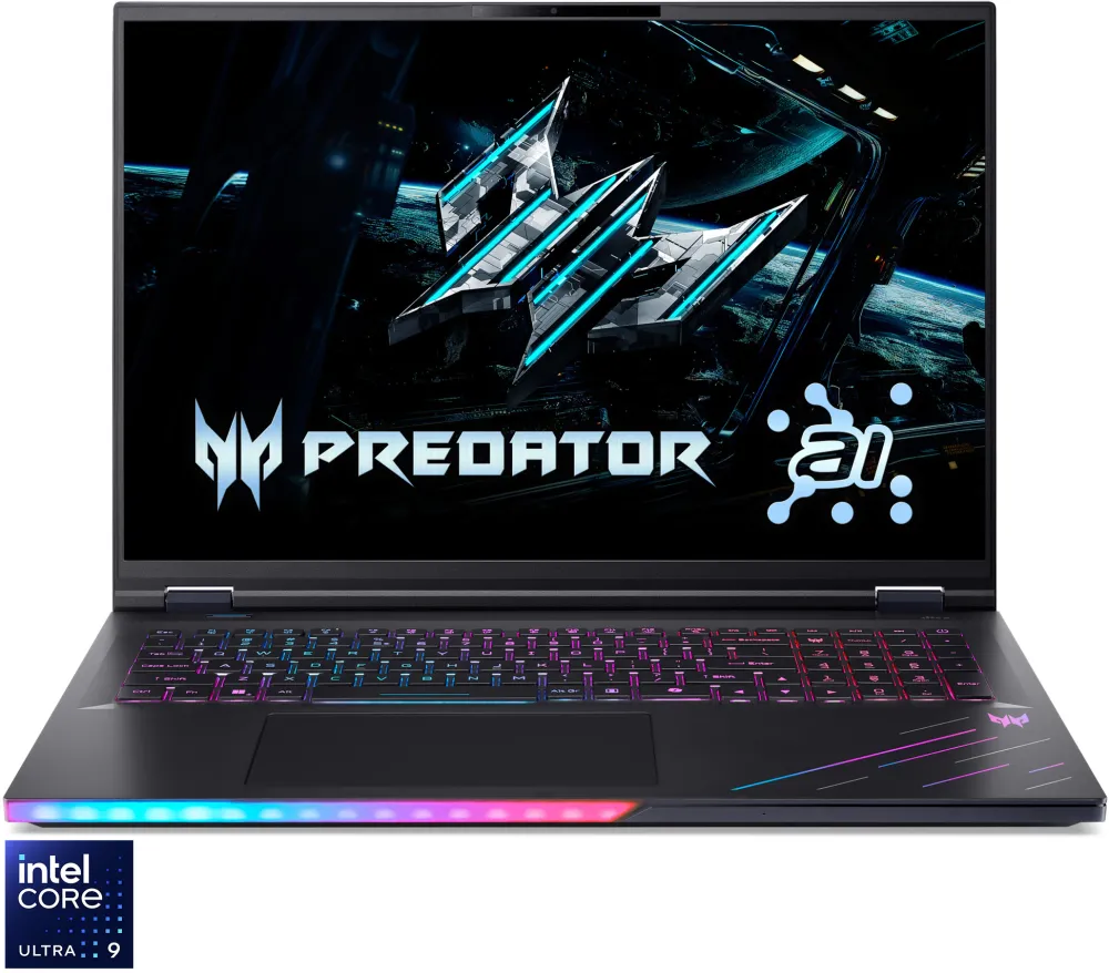 Laptop Gaming Acer Predator Helios 18 AI PH18-73-99E0 cu procesor Intel® Core™ Ultra 9 275HX pana la 5.4GHz, 18" WQXGA, 250Hz IPS, 128GB DDR5 RAM, 5TB SSD, NVIDIA® GeForce RTX™ 5080 16GB GDDR7, Windows 11 Pro, Abyssal Black