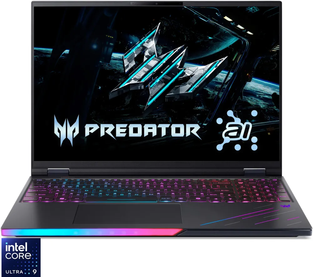 Laptop Gaming Acer Predator Helios 16 AI OLED PH16-73-98GA cu procesor Intel® Core™ Ultra 9 275HX pana la 5.1GHz, 16", WQXGA, OLED, 240Hz, 32GB DDR5 RAM, 2TB SSD, NVIDIA® GeForce RTX™ 5070 8GB GDDR7, Windows 11 Pro, Abyssal Black