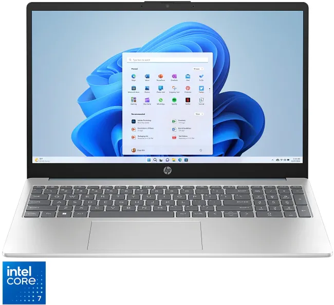 Laptop HP 15-fd0101nq cu procesor Intel® Core™ 7 150U pana la 5.4 GHz, 15.6" Full HD, 16GB DDR5, 512 GB SSD, Intel® Graphics, Windows 11 Home, Silver