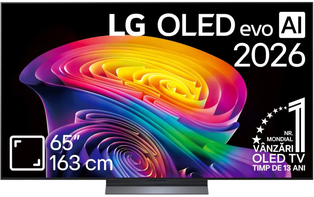 Televizor LG OLED Evo 65C62LA, 163 cm, Smart, 4k Ultra HD, 165 Hz, Clasa E (Model 2026)