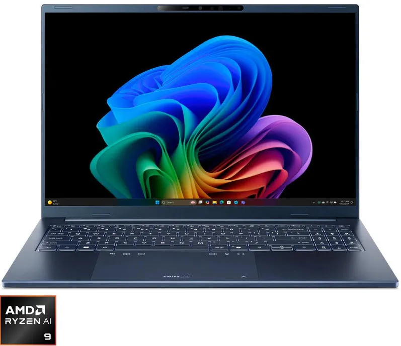 Laptop Acer Swift Go 16 AI OLED cu procesor AMD Ryzen™ AI 9 465 pana la 5.0GHz, 16" WUXGA, OLED, 32GB LPDDR5X RAM, 1TB SSD, AMD Radeon™ 880M, Windows 11 Home, Steam Blue