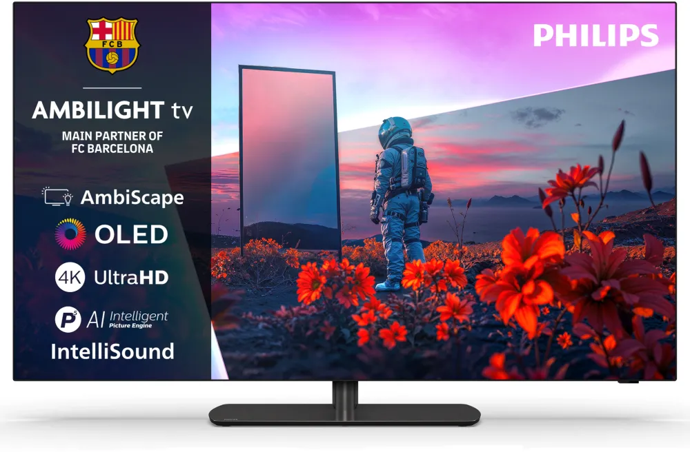 Televizor Philips AMBILIGHT tv OLED 55OLED811, 139 cm, Smart TV, 4K Ultra HD, 144Hz, Clasa G (Model 2026)