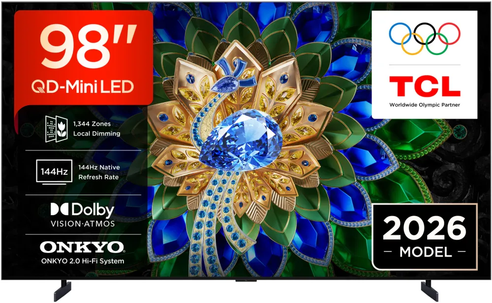 Televizor TCL MiniLed Wallpaper 98A400U, 248 cm, Smart Google TV, 4K Ultra HD, 144Hz, Clasa D (Model 2026)