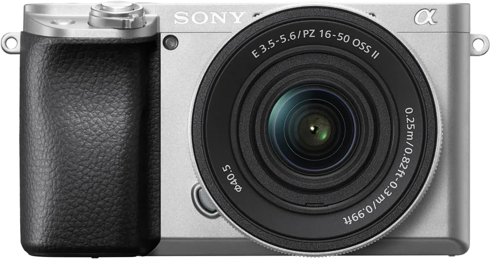 Aparat foto Mirrorless Sony Alpha A6100A, 24.2MP, 4K, Argintiu + Obiectiv SELP16502 16-50mm