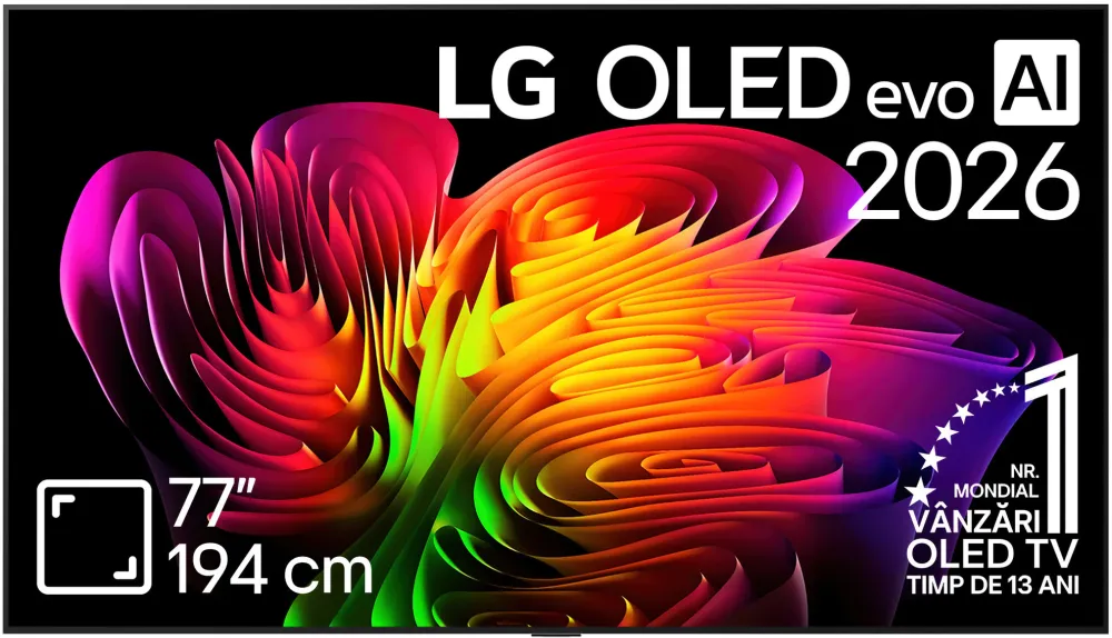 Televizor LG OLED Evo Wallpaper 77W69LA, 194 cm, Smart, 4k Ultra HD, 165 Hz, Clasa F (Model 2026)