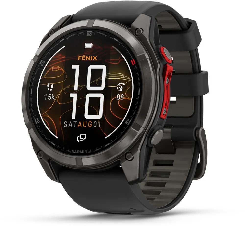 Garmin - fenix 8 Pro 51 mm - MicroLED | Sapphire Titan DLC gri carbon cu curea din silicon neagra Pebble Grey
