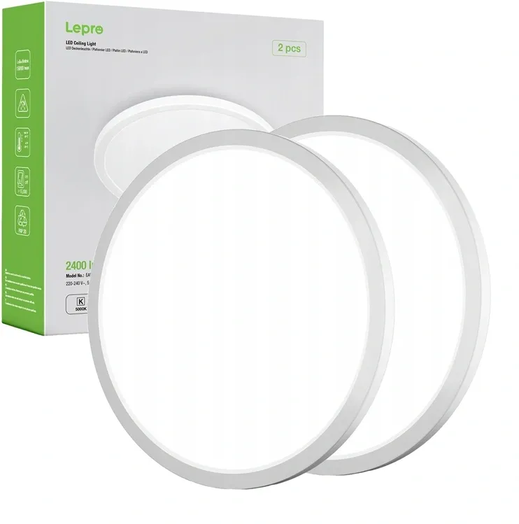 LEPRO 1500038-DW-EU-2 Lampa de tavan, 18 W, 1800 lm, pachet de 2 bucăți