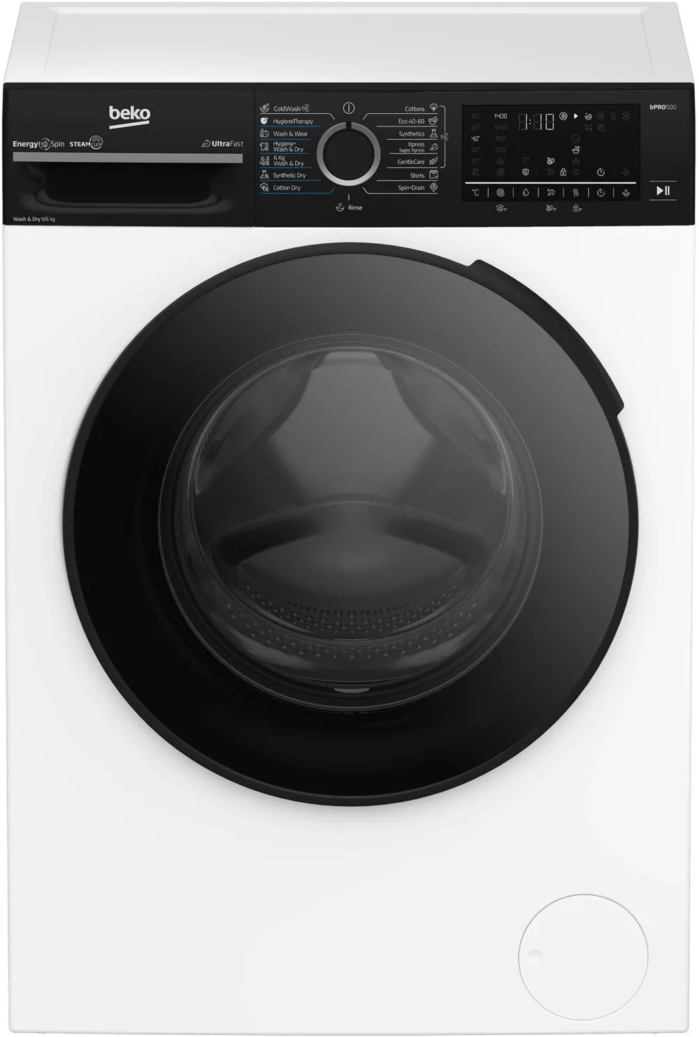 Masina de spalat rufe cu uscator Beko BM5DFST69442WBPB, Clasa D, SteamCure, 9/6 kg, 1400rpm, Alb