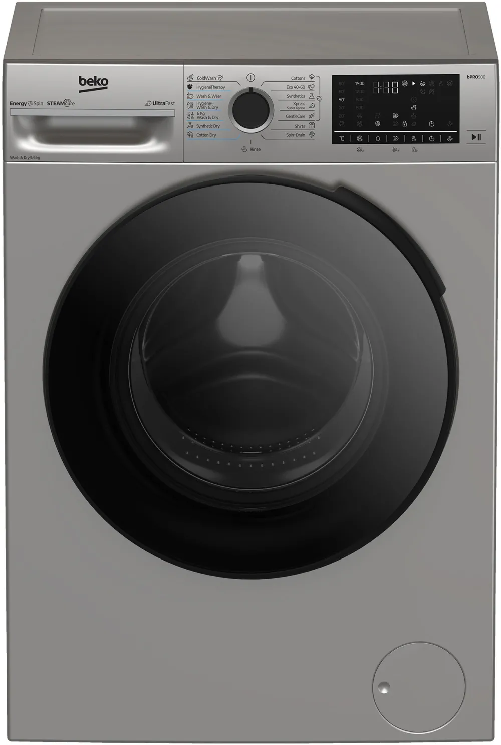 Masina de spalat rufe cu uscator Beko BM5DFT49442GB, Clasa D, SteamCure, 9/6 kg, 1400rpm, Gri