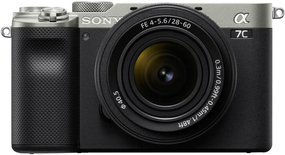 Aparat foto mirrorless Sony Alpha A7C, 24.2MP, Full-Frame, 4K + Obiectiv Sony FE28-60mm F4-5.6, Argintiu