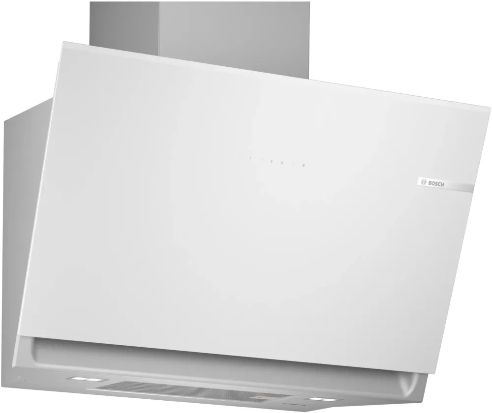 Hota incorporabila decorativa Bosch DWK81AN20, 3 trepte + intensiv, Putere de absorbtie 915 mc/h, 80 cm, Sticla alba