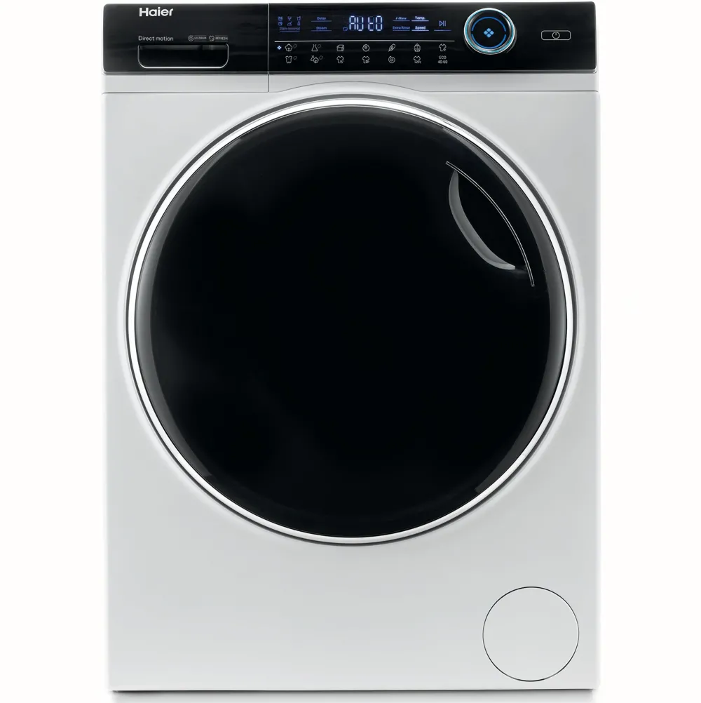 Haier Masina de spalat 31011194, Haier, Motor Direct Motion, 8 kg, clasa A, 1400 rpm, Slim, Refresh, ABT, Steam,  Drum light, Dual Spray, Pillow Drum, display Led cu Touch control, iTime, Smart Detecting, alba - usa neagra