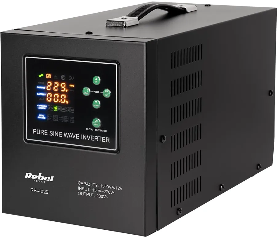 Rebel POWER-1500-LFP4 emergency power supply – a pure sine wave inverter with a 12V charging function, 230V, 1500VA/1050W