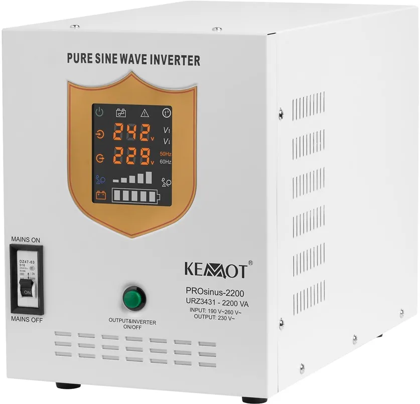 KEMOT PROsinus-2200 emergency power supply unit – a pure sine wave inverter with a 12V charging function, 230V, 2200VA/1600W