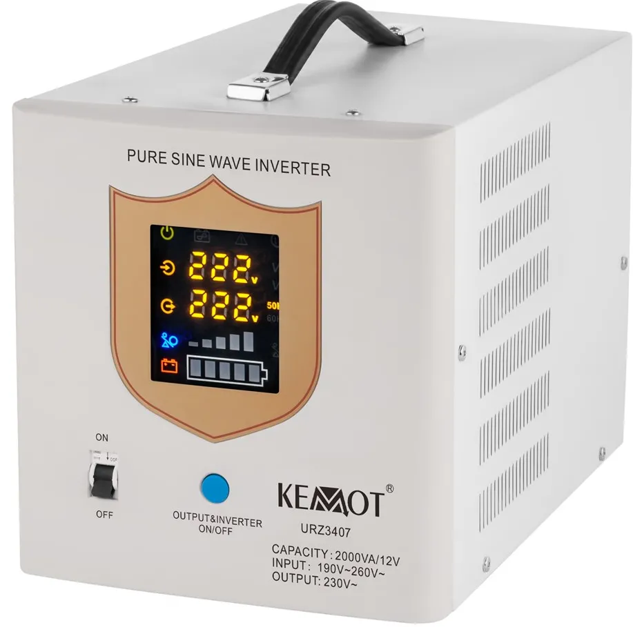 KEMOT PROsinus-2000 emergency power supply unit – a pure sine wave inverter with a 12V charging function, 230V, 2000VA/1200W