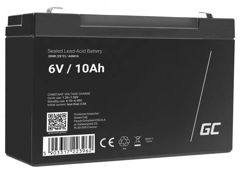 Green Cell AGM16 UPS battery Sealed Lead Acid (VRLA) 6 V 10 Ah