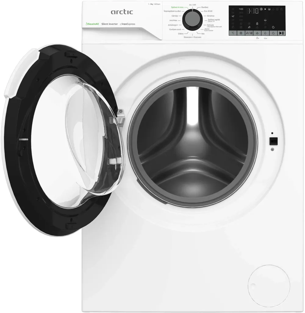 Masina de spalat rufe APLM2WFSU29412W, 9kg, Clasa A, 1400 rpm, Motor Silent Inverter, Saveinall, Recycled Tub, IronExpress, ExtraSteam, Display, Alb