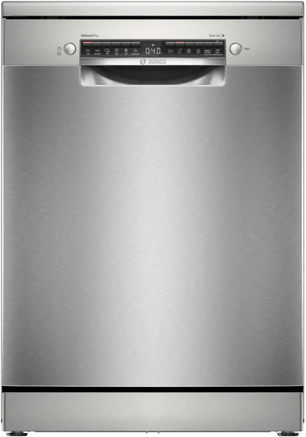 Masina de spalat vase Bosch SMS4EMI06E, 14 seturi, 6 programe, Home Connect, Tab-count, AquaStop, Motor EcoSilence Drive, EfficientDry, VarioDrawer, SilencePlus, Clasa B, 60 cm, Inox antiamprenta