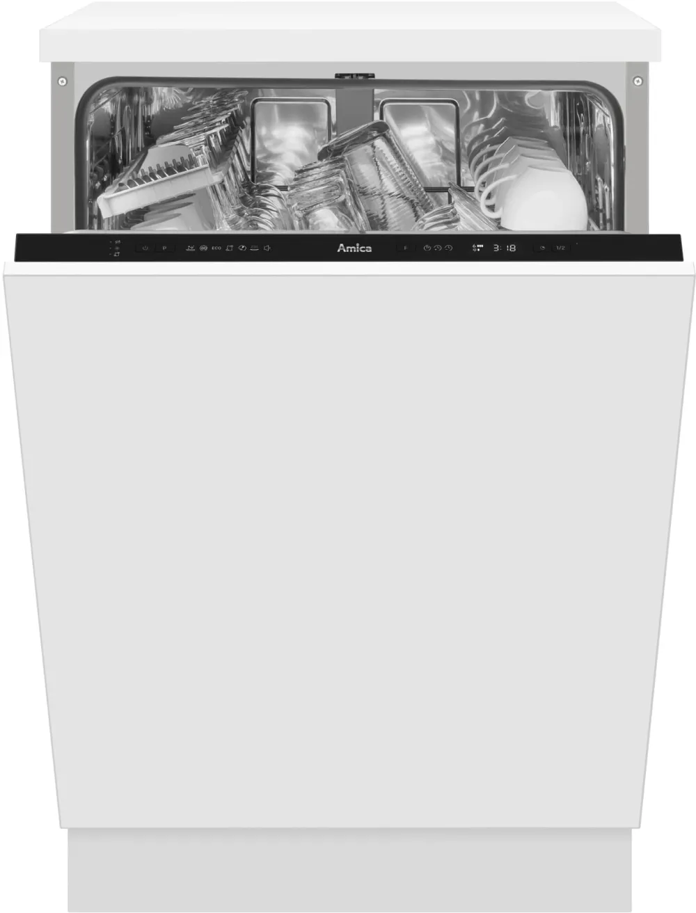 Masina de spalat vase incorporabila Hansa ZIM627H, 14 seturi, 7 programe, Clasa E, 60 cm, Alb