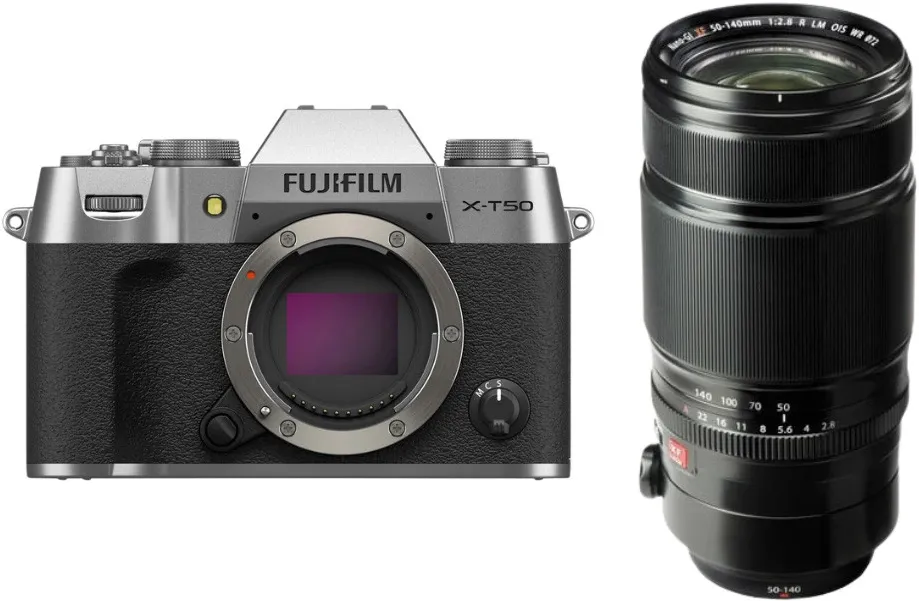 Aparat Foto Mirrorless Fujifilm X-T50, 40.2MB + Obiectiv XF 50-140mm F2.8 R LM OIS WR, Silver