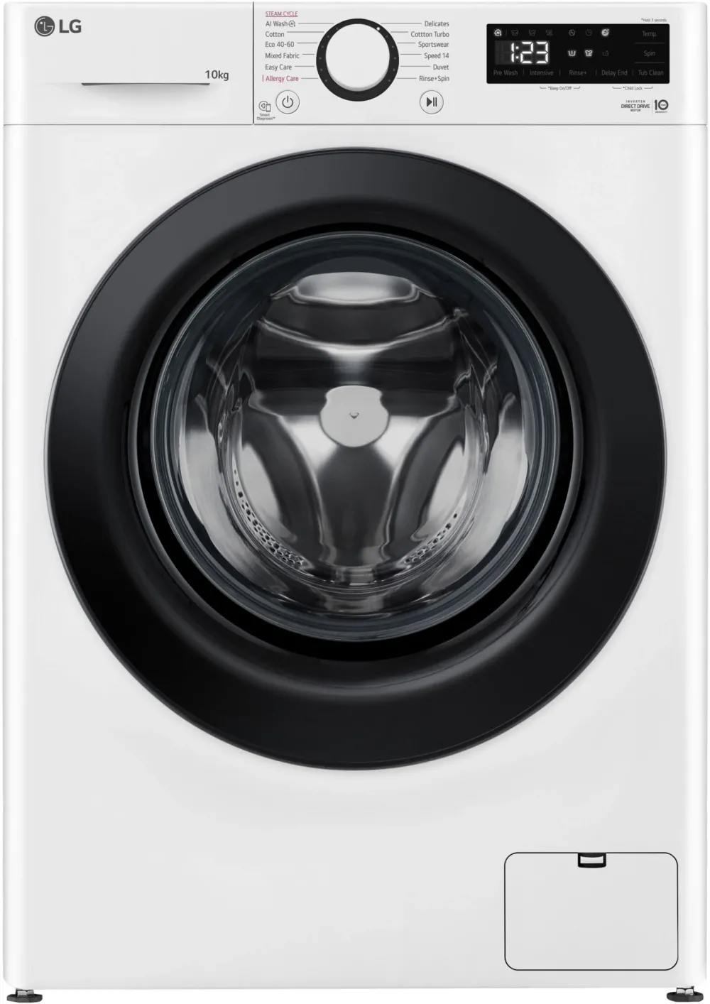 Masina de spalat rufe LG F4WR510SBW, 10 kg, 1400 RPM, Clasa A, Inverter Direct Drive, Steam, Smart Diagnosis, AI DD, AI Wash, Alb