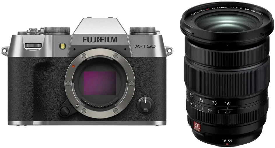 Aparat Foto Mirrorless Fujifilm X-T50, 40.2MB + Obiectiv XF 16-55mm F2.8 R LM WR II, Silver