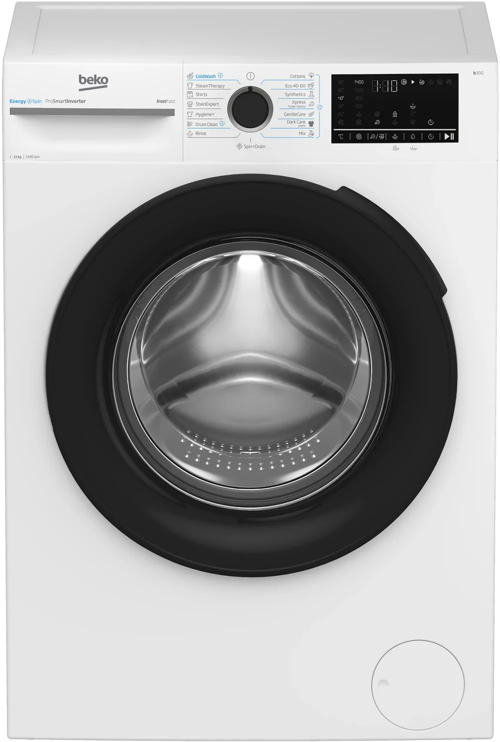 Masina de spalat rufe Beko BM3WFST411415W, 11 Kg, 1400 RPM, Clasa A, SteamCure, Recycled Tub, ProSmart Inverter Motor, AddXtra, WaterMode, ColdWash, Alb