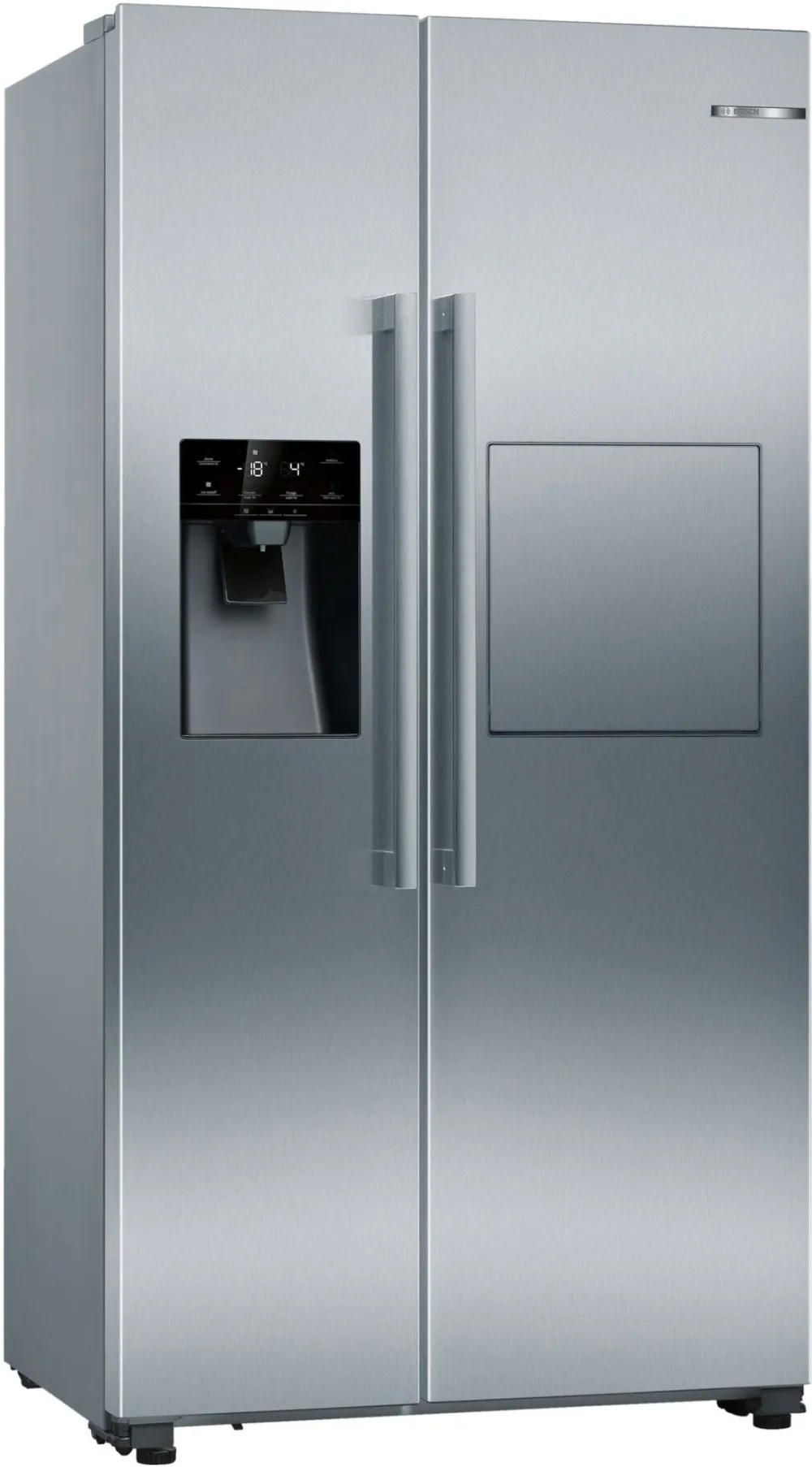 Side by Side Bosch KAG93AIEP, 560 l, NoFrost, Dozator apa/gheata, Raft sticle, VitaFresh, SuperCooling, FreshSense, MultiAirflow, H 179 cm, Clasa E, Inox Antiamprenta