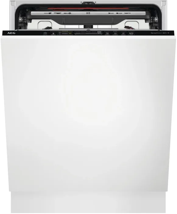 Masina de spalat vase incorporabila AEG FSK93718P, 15 seturi, 7 programe, MaxiFlex, AirDry, QuickSelect, Time Beam, Spray Zone, WiFi, Iluminare interioara, Afisaj TFT, Clasa D, Motor inverter, 60 cm