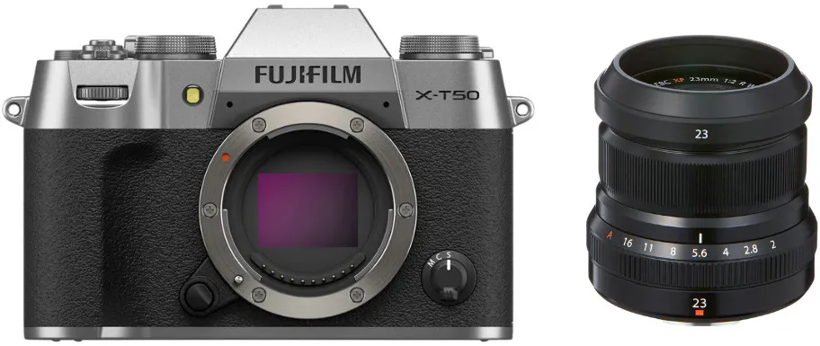 Aparat Foto Mirrorless Fujifilm X-T50, 40.2MB + Obiectiv X F23mm F2.0, Silver