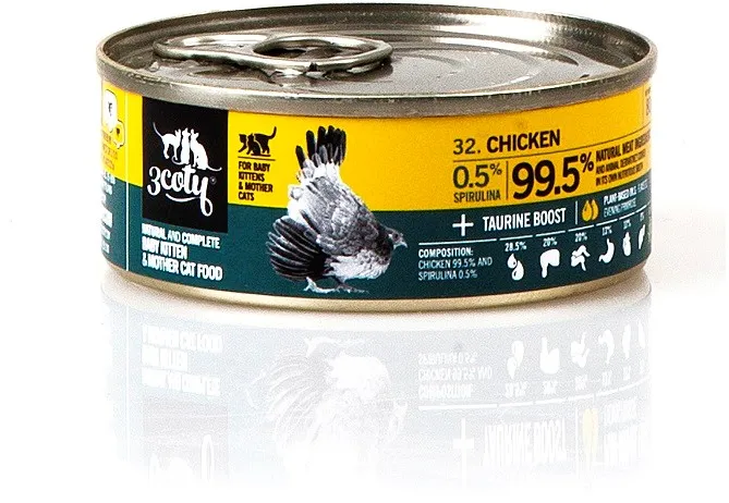 Hrana umeda pentru pisoi si pisici care alapteaza 3coty pui cu spirulina 80 g