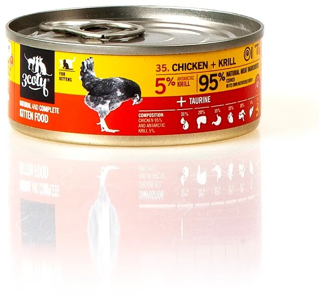 Hrana umeda pentru pisoi 3coty pui cu krill 80 g