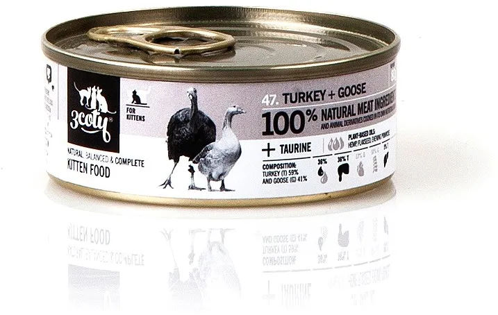 Hrana umeda pentru pisoi 3coty curcan cu gasca 80 g