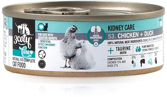 3COTY Chicken with duck Kidney care - wet cat food - 80g